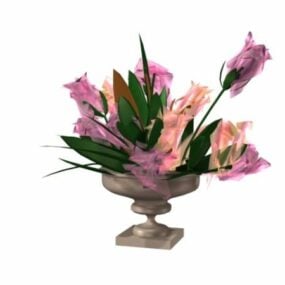 Yapay Çiçekler Ve Vazo 3D model