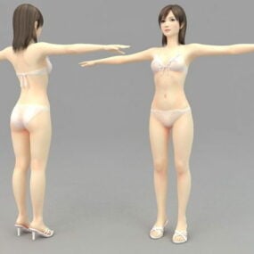 Asian Girl With Bikini 3d model