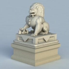 Modelo 3d da estátua do leão asiático