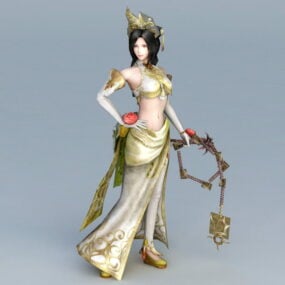 Femme guerrière asiatique modèle 3D