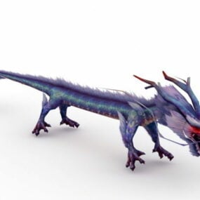 Modello 3d del drago cinese azzurro