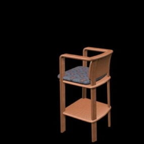 كرسي بار بذراعين وظهر نموذج ثلاثي الأبعاد
