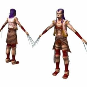野蛮な戦士の女性キャラクター3Dモデル