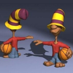 Modelo 3d de personagem de desenho animado de jogador de basquete