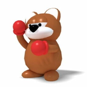 Bear Boxing Cartoon Character 3d model