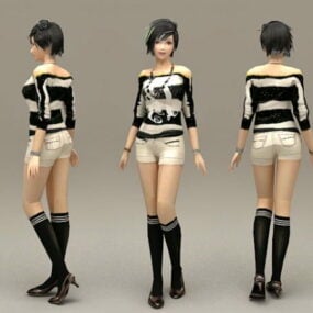 Schönes alternatives Mädchen-3D-Modell