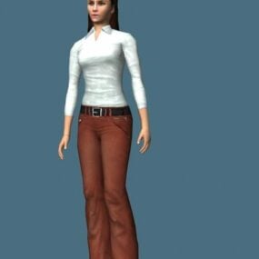 Piękna Azjatycka Dziewczyna Rigged Model postaci 3D