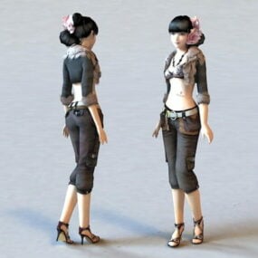 Model 3D pięknej chińskiej dziewczyny