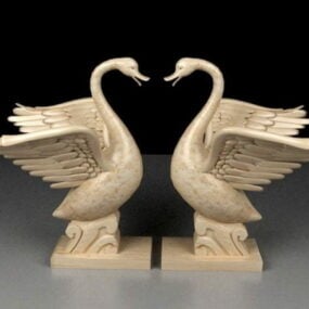 Krásná socha labutě 3D model