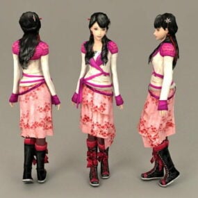 Schönes süßes chinesisches Mädchen 3D-Modell