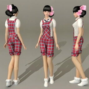 美丽的年轻亚洲女孩 3d 模型