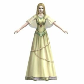 3д модель Винтажного персонажа Красивая Королева Фэнтези