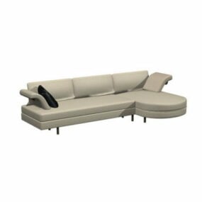 Beige Cloth Settee Couch 3d model