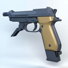 Beretta 92 Wood Grips Gun 3d model