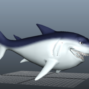 Modelo 3d del personaje del tiburón grande y gordo
