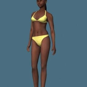 Bikini, afrika kadını Rigged 3d modeli
