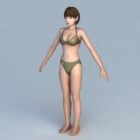 T-posa asiatica della donna del bikini