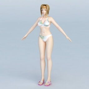 Bikini Girl With Blonde Hair 3d model