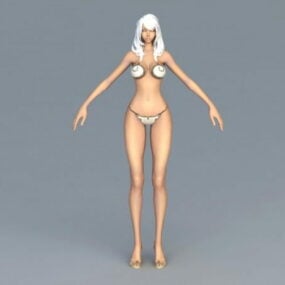 Bikini-Mädchen mit weißen Haaren 3D-Modell