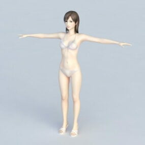 Kobieta w bikini w pozycji T Model 3D