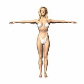 Model 3D blondynki w bikini