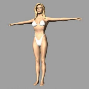 3D модель персонажа блондинки в бикини