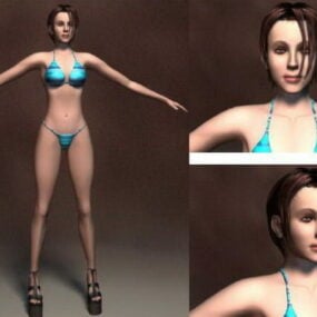 3д модель женского персонажа в бикини