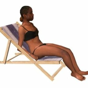 Character Bikini Woman Lying On Deck Chair 3d model