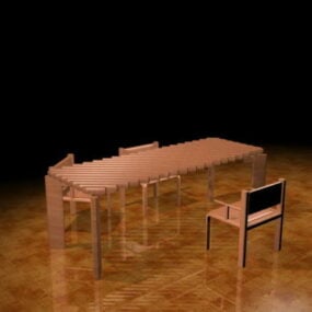 Bộ bàn ăn Bistro mô hình 3d