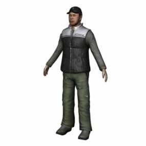 3D модель персонажа Чернокожий американец, стоящий