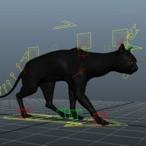 Model 3d Kucing Black Walk
