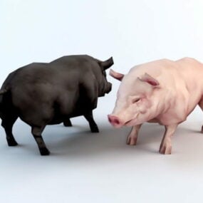 Sort og lyserød gris 3d-model
