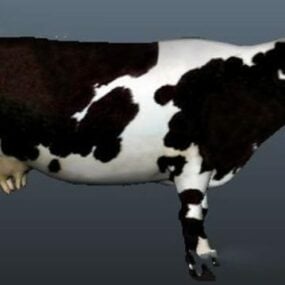 نموذج حيوان البقرة السوداء البيضاء ثلاثي الأبعاد