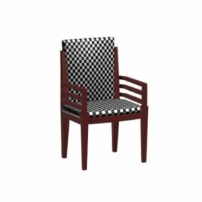 Black And White Checker Arm Side Chair 3d model