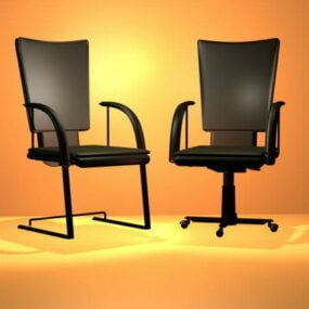 黒のカンチレバー椅子と回転椅子 3D モデル