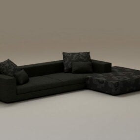 Чорний тканинний секційний диван 3d модель