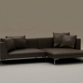 Conjunto de sofá de tecido preto modelo 3d de móveis
