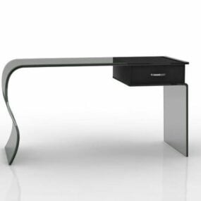 Black Glass Office Desk 3d model