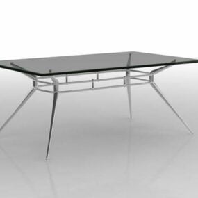 Black Glass Rectangle Dining Table 3d model