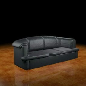 Чорний шкіряний диван 3d модель
