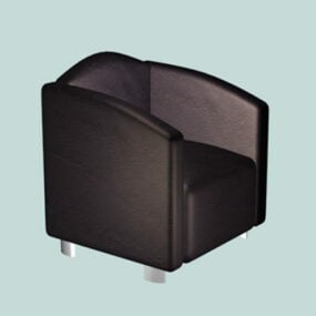 Poltrona per divano singola in pelle nera Modello 3d