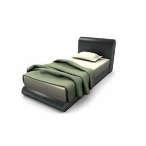 Black Leather Twin Bed 3d model