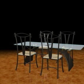 Mô hình 3d bộ bàn ăn kim loại đen