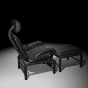 Black Recliner Chair With Ottoman 3d model