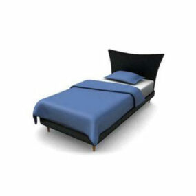 Black Single Bed 3d model