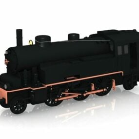 Black Steam Locomotive 3d model