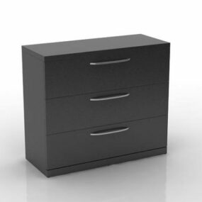 Black Steel Filing Cabinet 3d model