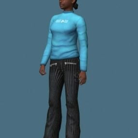 黑女人站＆ Rigged 3D模型