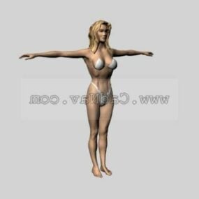 Cabello rubio cuerpo femenino modelo 3d