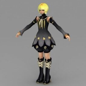 Blonde Anime Girl 3d model